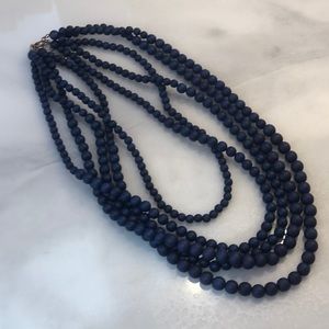 Navy multi strand beaded necklace